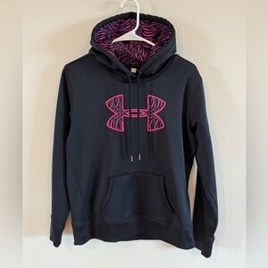 Under Armour Black Hoodie Top with Pink Accents Running Walking Gym